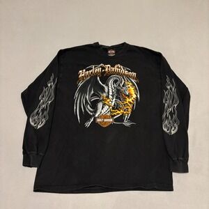 Harley Davidson Dragon Flame Long Sleeve Graphic T Shirt Mens Large Edmonton AB